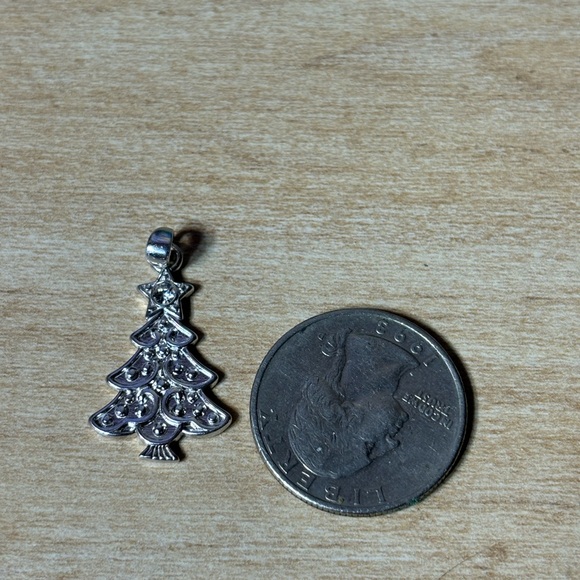 Sterling Silver Christmas Tree Pendant Stamped W&W - Picture 6 of 7